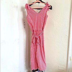 Striped Red Sleeveless Dress